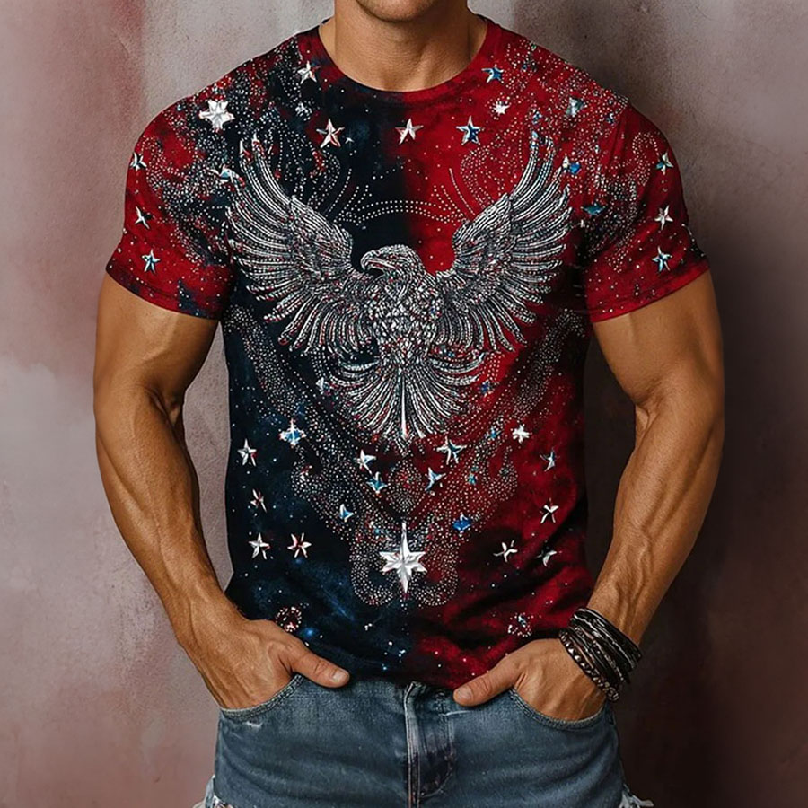 Men'S American Flag Independence Day Celebration God Bless The USA Classic Pattern Short Sleeve T-Shirt