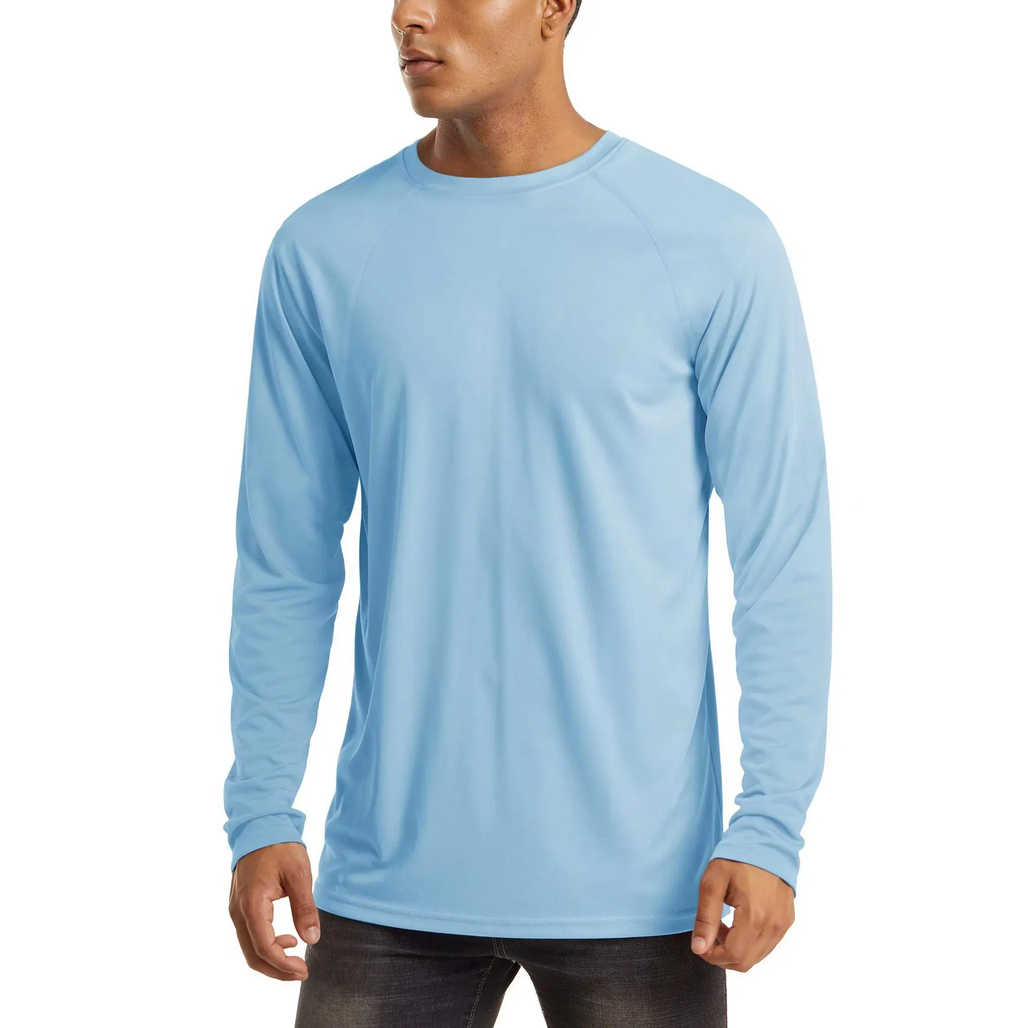 Men's Long-Sleeve Athletic Top — UPF 50+ Sun Protection, Quick-Drying, Lightweight Summer Sports Shirt