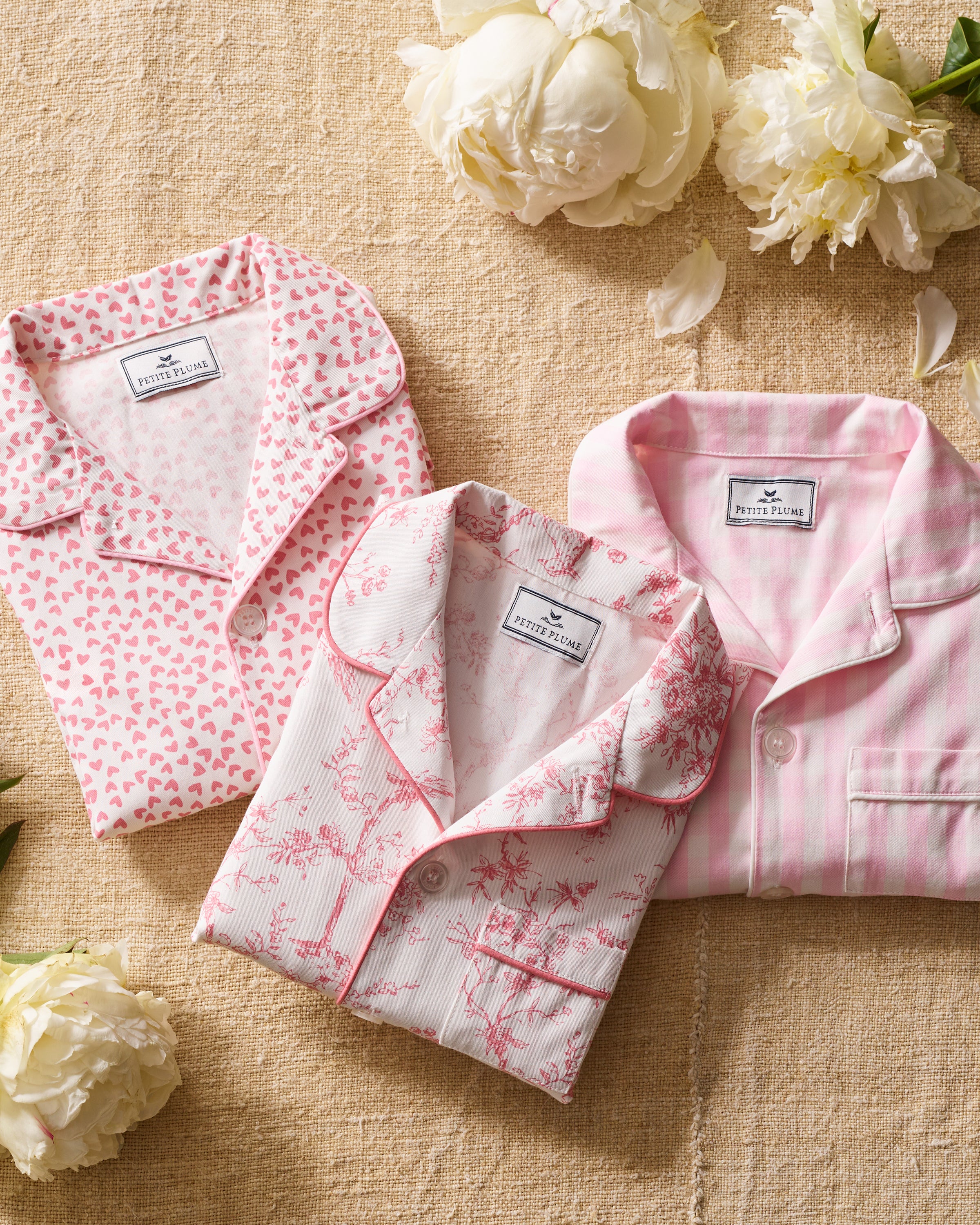 Kid's Twill Pajama Set in Pink Gingham