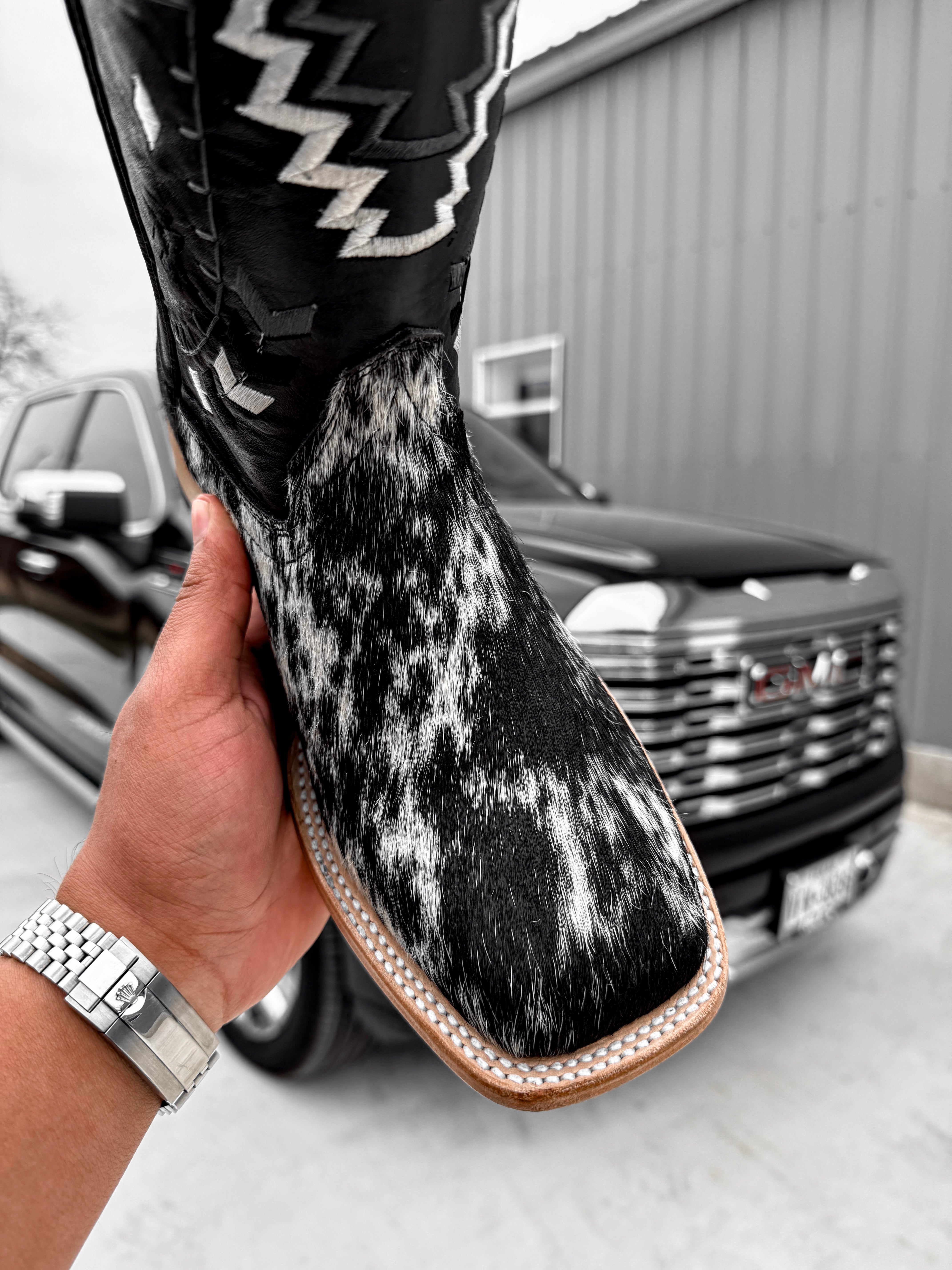 Genuine Cowhide Boots - Square Toe