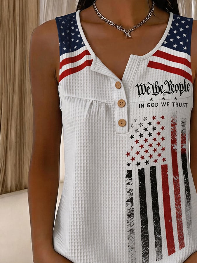 Women's Independence Day Print Waffle-Knit Top