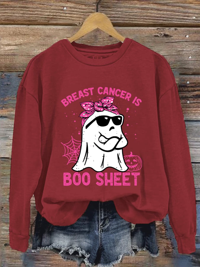 Women's Breast Cancer Is Boo Sheet Printed Sweatshirt