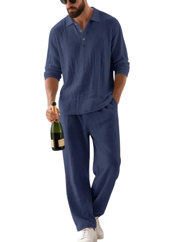 🔥Men's Linen Polo Casual Set