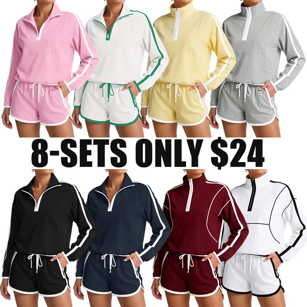 Long Sleeve Pullover & Shorts Casual Outfit