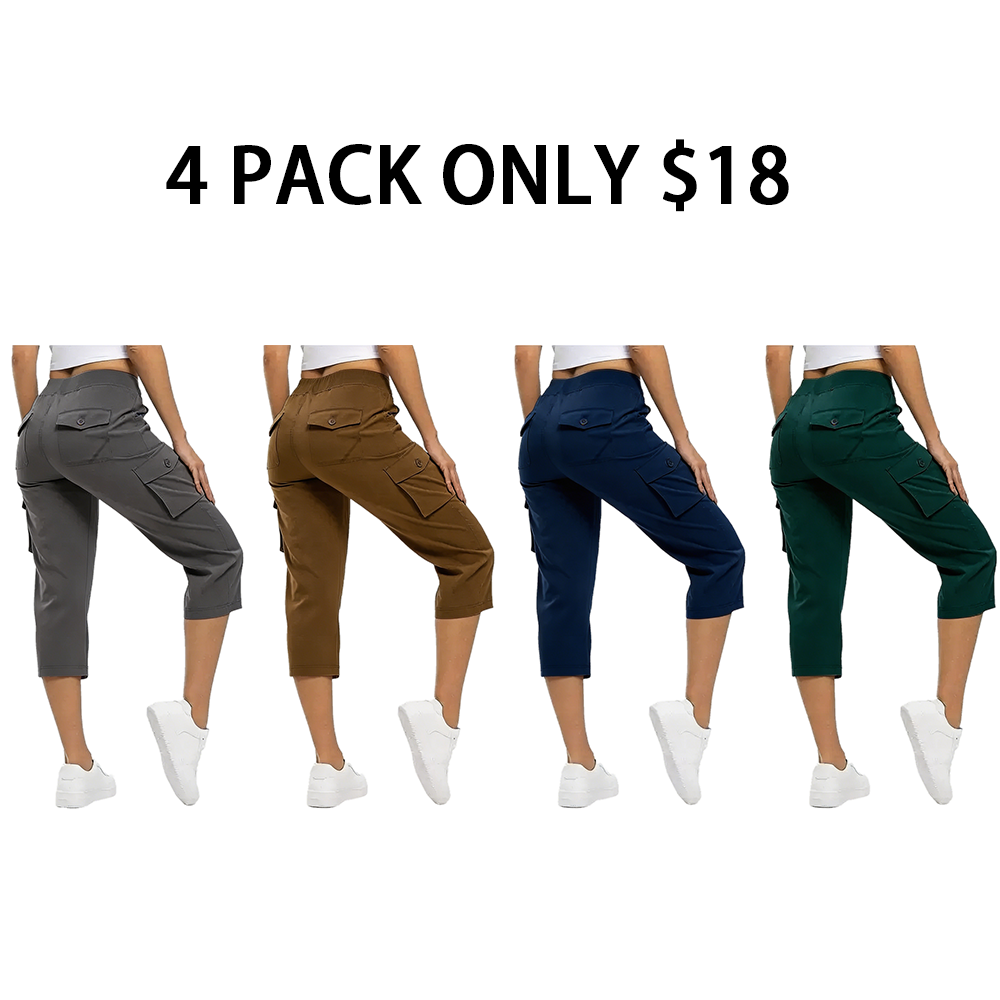 WORVIANE🔥8-Pack Women's Lightweight Cargo Capris – Multi-Pocket Casual Capris (All Colors)