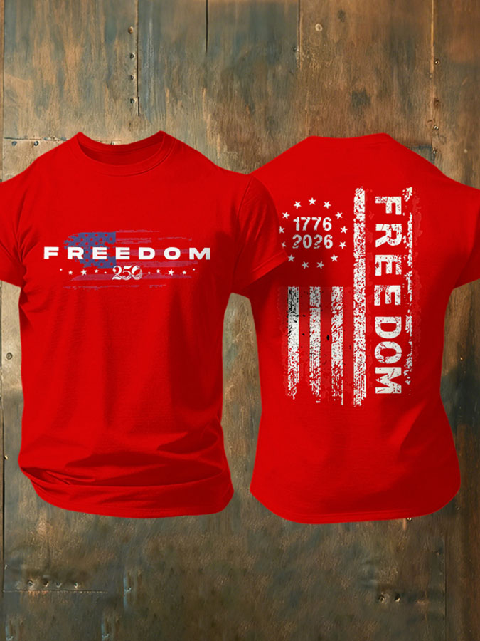Men's American Flag Commemorative 250th Anniversary Classic Pattern Short Sleeve T-shirt