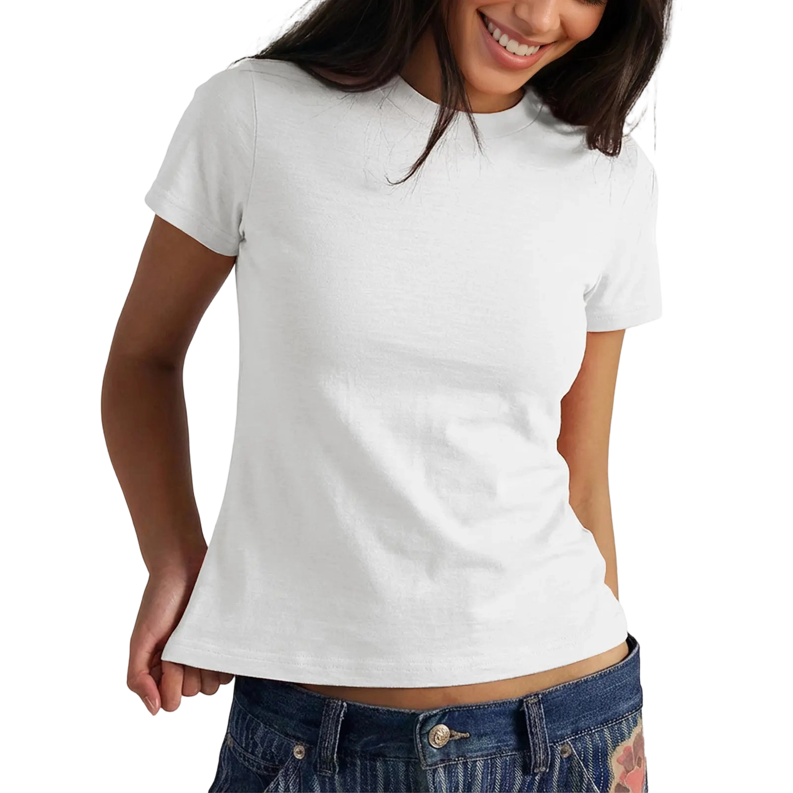 Women's Short Sleeve T Shirts Crew Neck Slub 100% Cotton Shirt