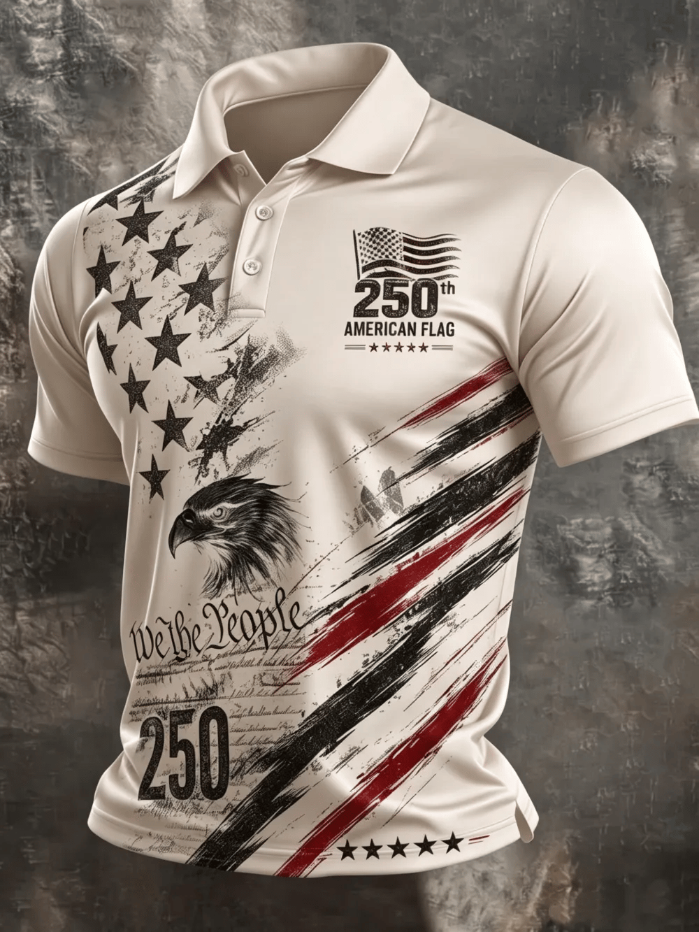 Men's The American Flag Casual Short-Sleeve Polo Shirt