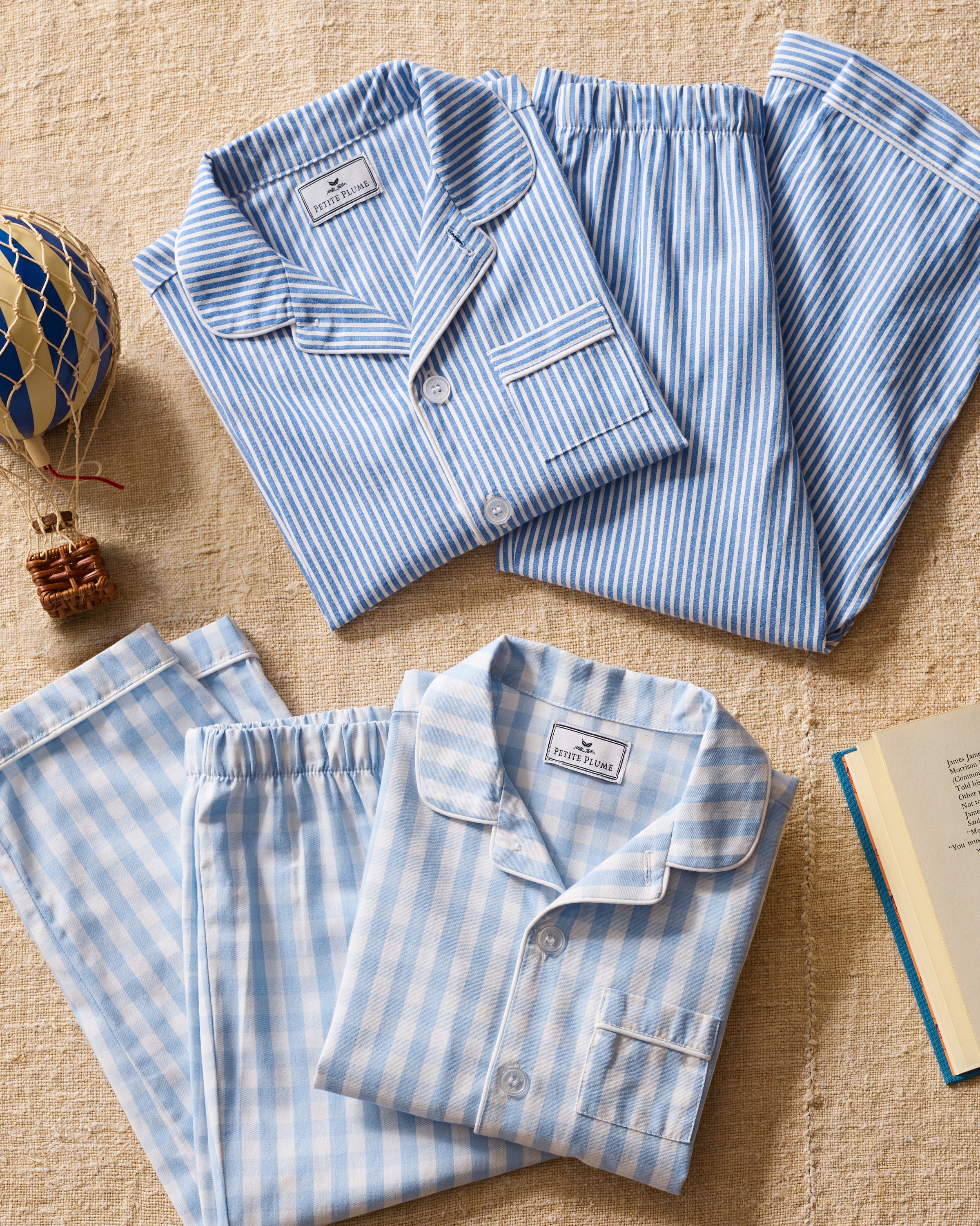 Kid's Twill Pajama Set in French Blue Heritage Stripe