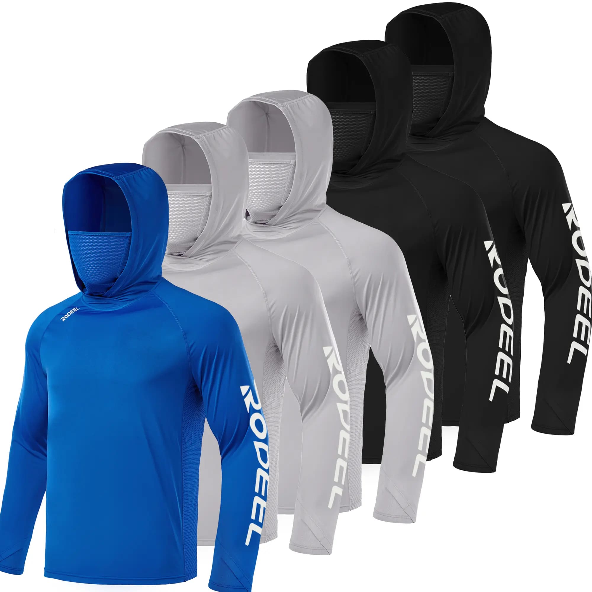 Men's Sun Protection Hoodie (with Face Mask/Neck Gaiter) — UPF 50+ UV Protection, Long Sleeve, Lightweight, Quick-Drying, Moisture-Wicking, Breathable & Cooling