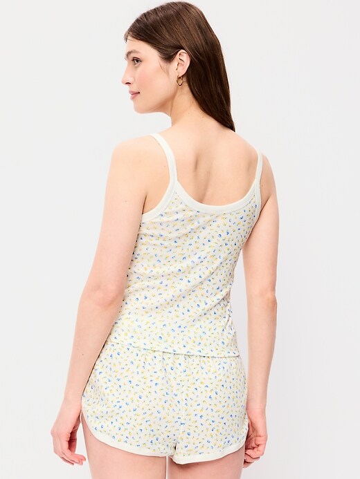 Pointelle Cami Tank Top White Floral
