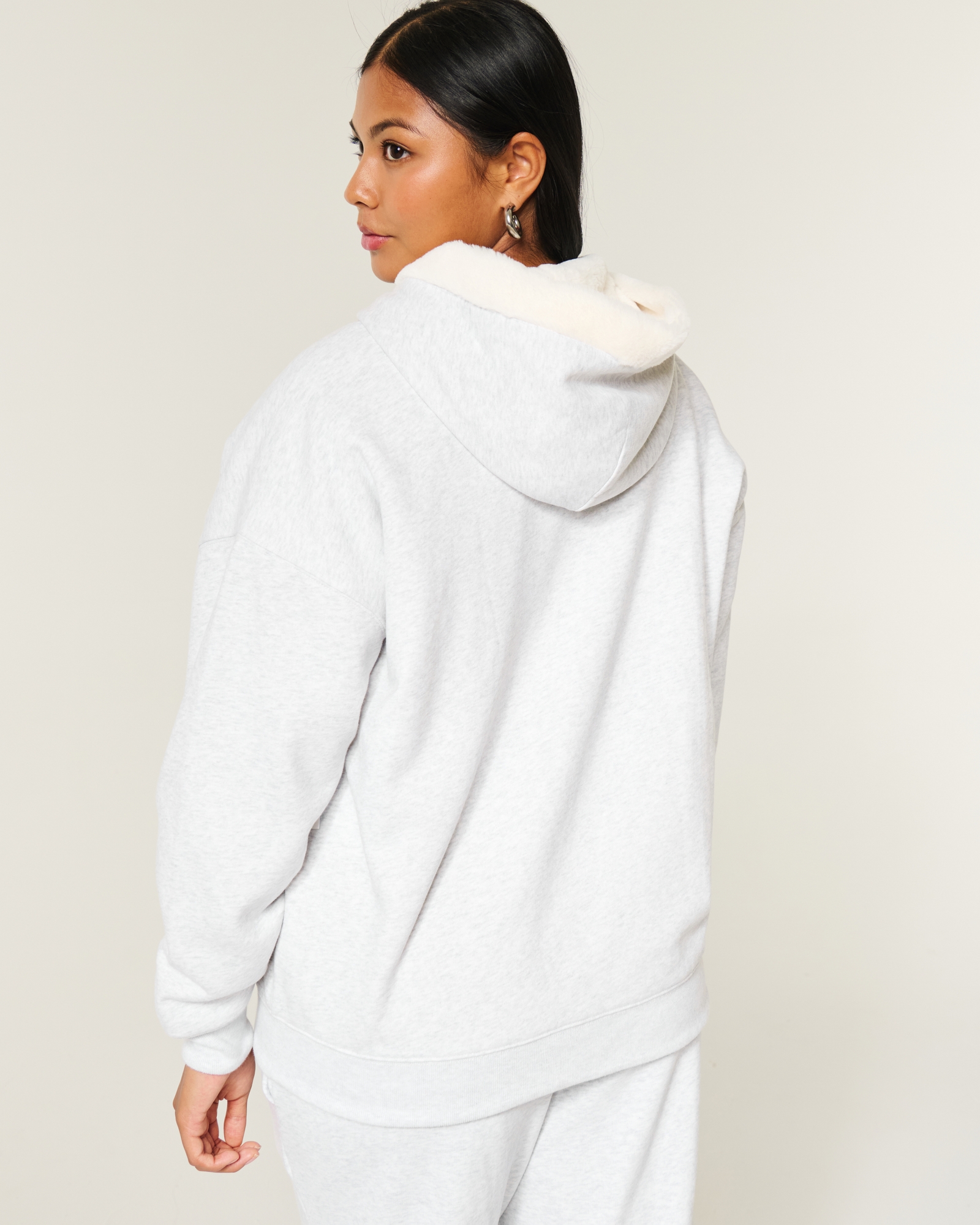 Reversible Faux Fur-Lined Fleece Zip-Up Hoodie
