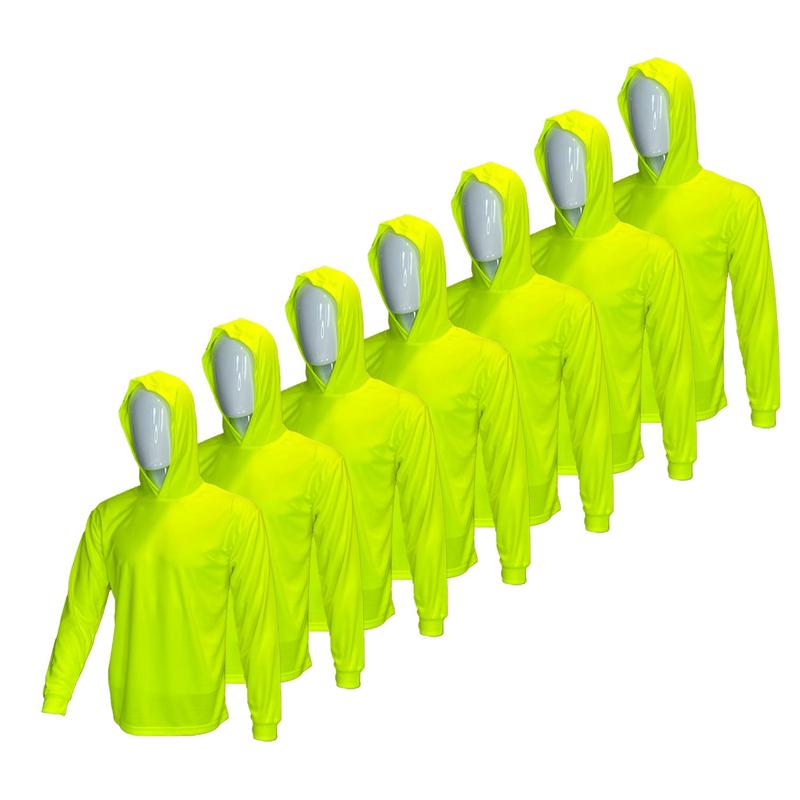 7 SHIRT PACK Hi Visibility ultra light weigh Long sleeve hoodie shirt