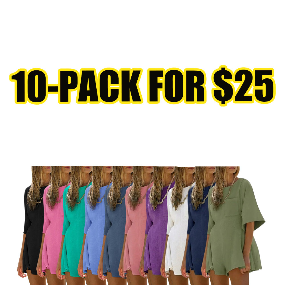 Everyday Ease Loose Fit Crew Neck Jumpsuit with Pockets – Spring & Summer Casual One-Piece Outfit
