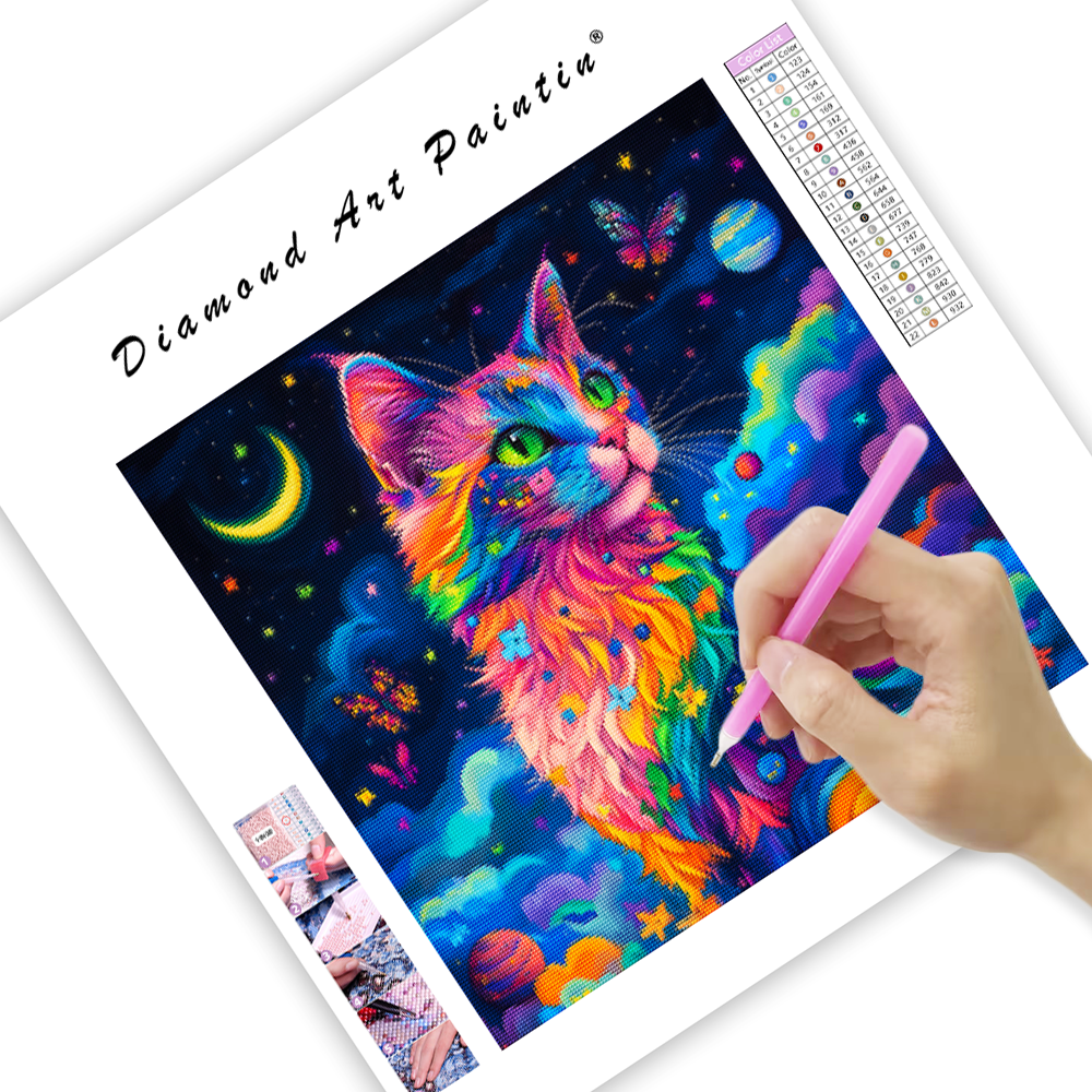 Rainbow Magic Cat - Diamond Painting