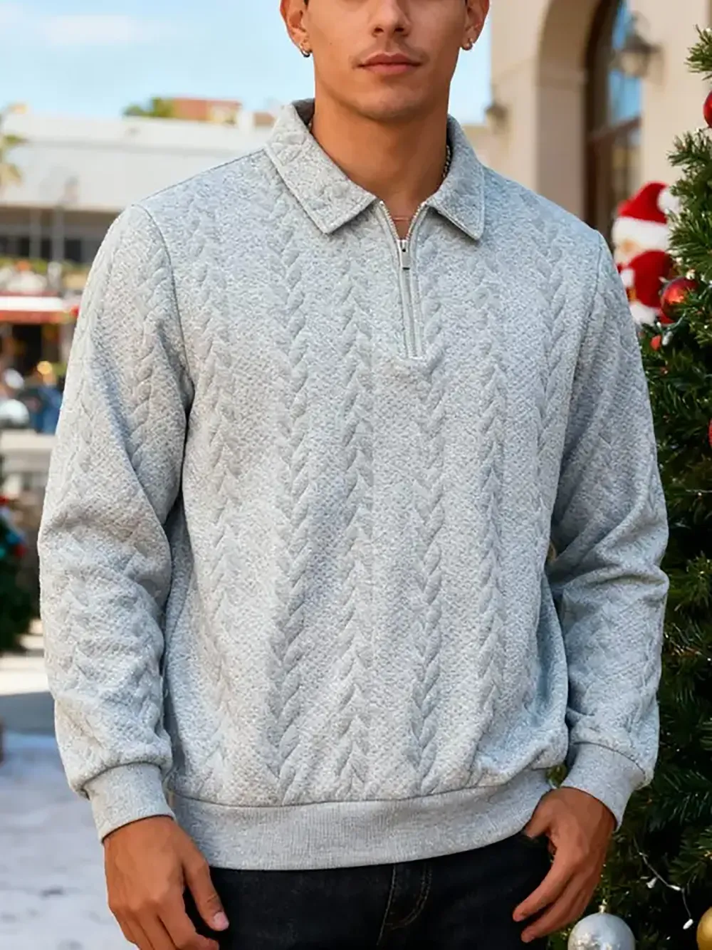 Final Hours!🔥 Up to 90% Off: Men's Premium Long Sleeve Knit Polo Sweatshirt - Essential Winter Style