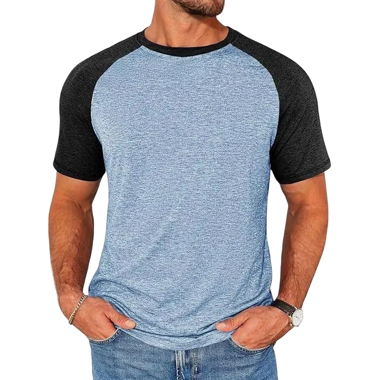 Mens Casual Slim Fit T Shirts Raglan Short Sleeve Crewneck Baseball Tees Color Block Workout Fashion Shirt