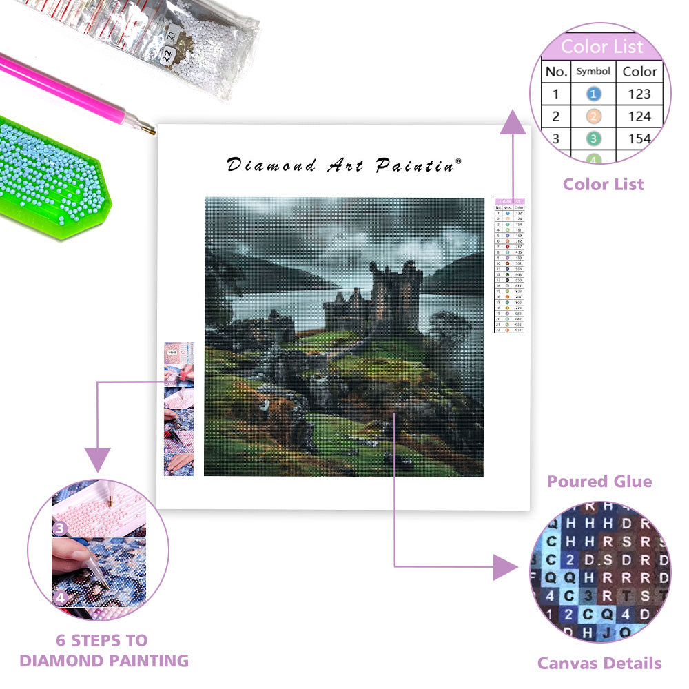 Scottish Castle Loch - Diamond Painting