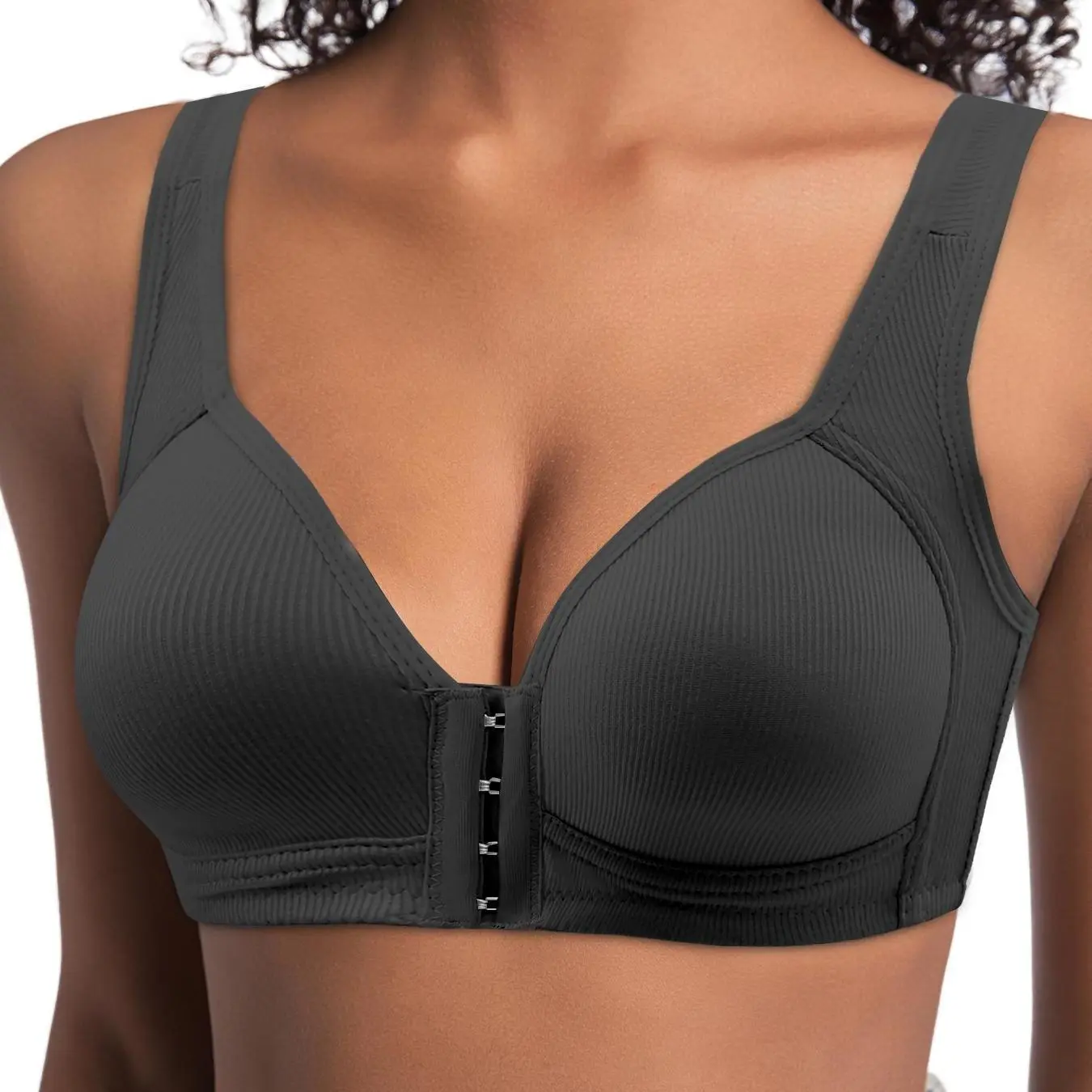 Women's Front Closure Cross Back Wireless Bra