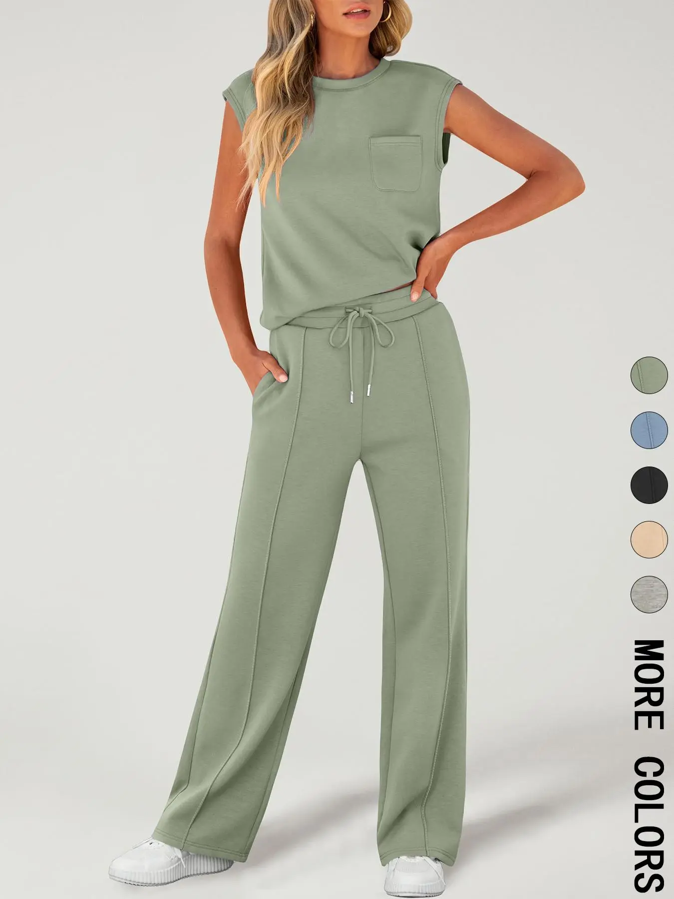 ⚡FINAL SALE⚡- Women's Solid-Color Slim-Fit Vest and Trousers Two-Piece Set