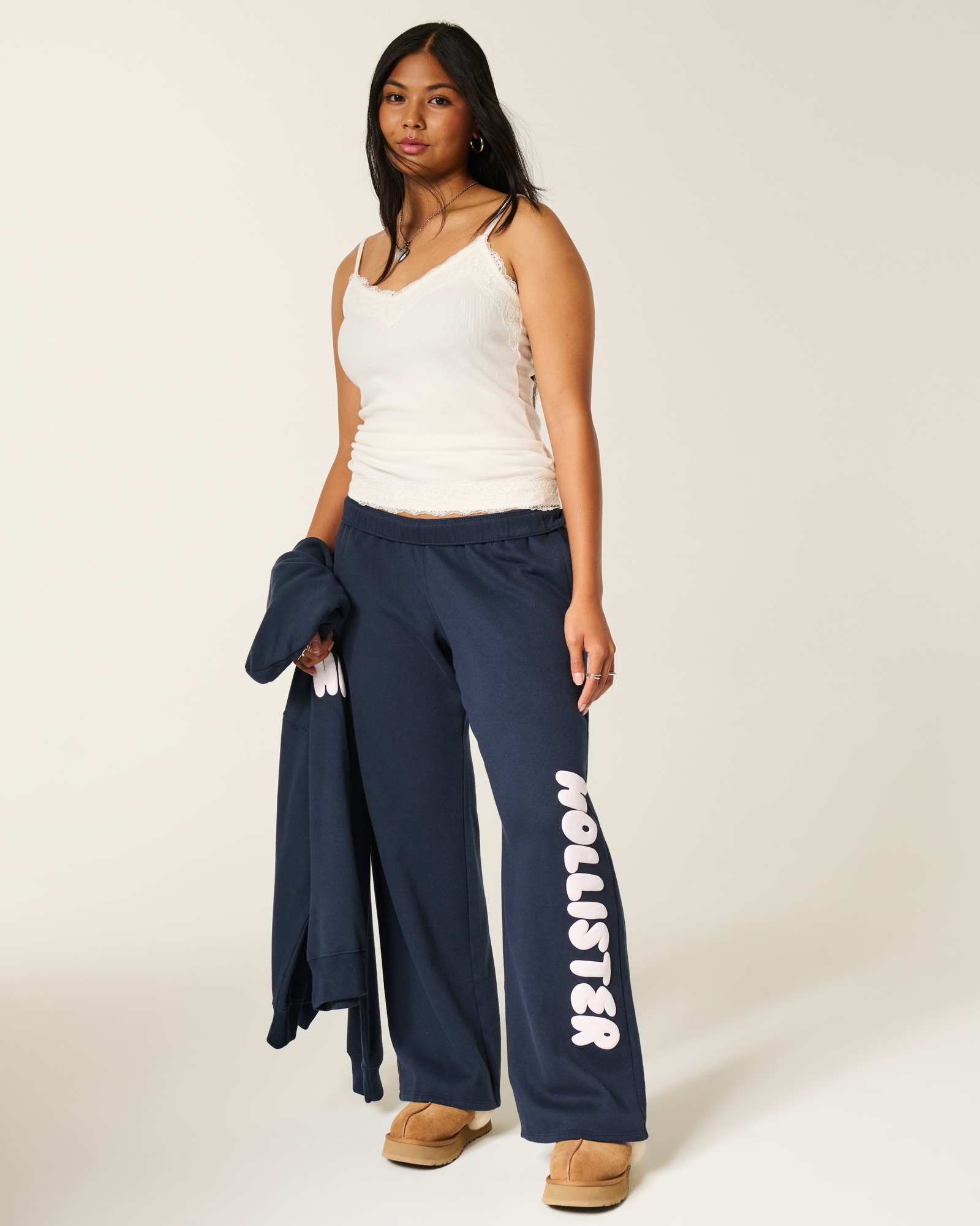 Logo Graphic Pink Camo Wide-Leg Sweatpants
