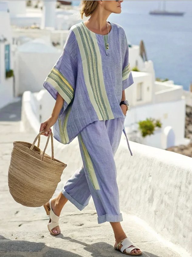 Crew Neck Casual Two-Piece Set