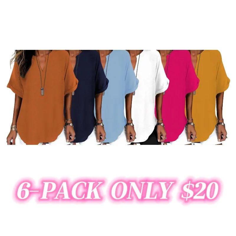 🔥LAST day 85% OFF🔥Women's Plain Short Sleeve Blouse, Casual Solid Color Top for Daily Wear, Ladies Clothes for All Seasons