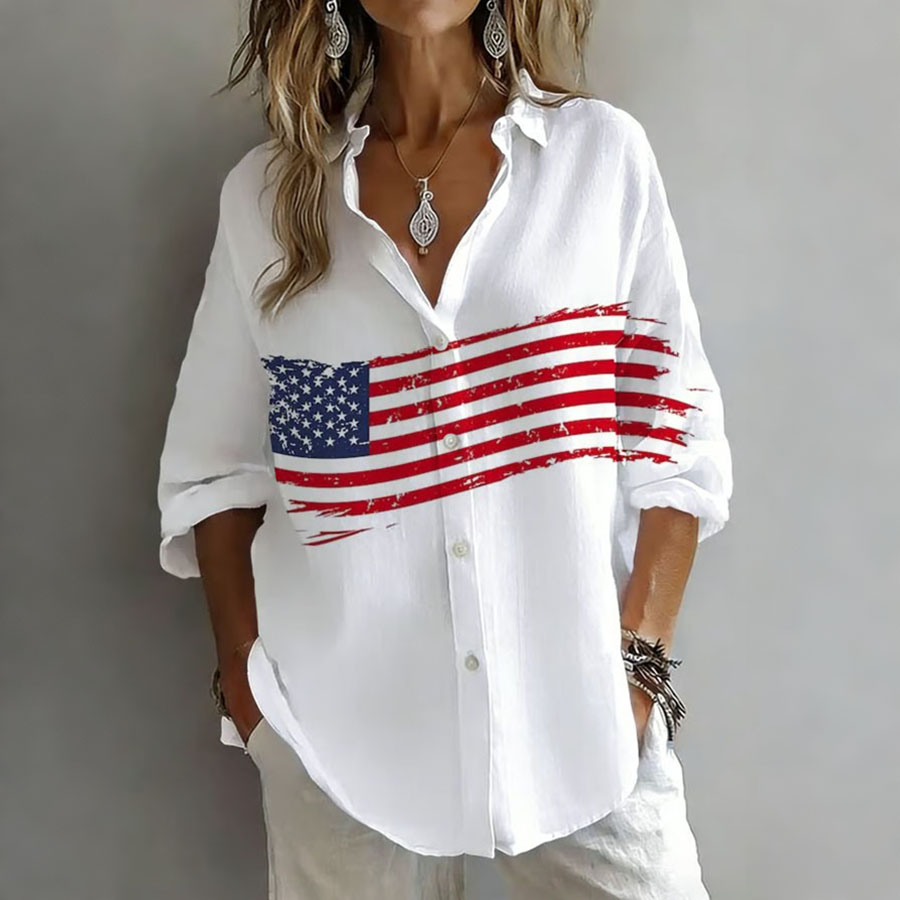 Women'S Casual American Independence Day 250Th Anniversary Printed Casual Shirt