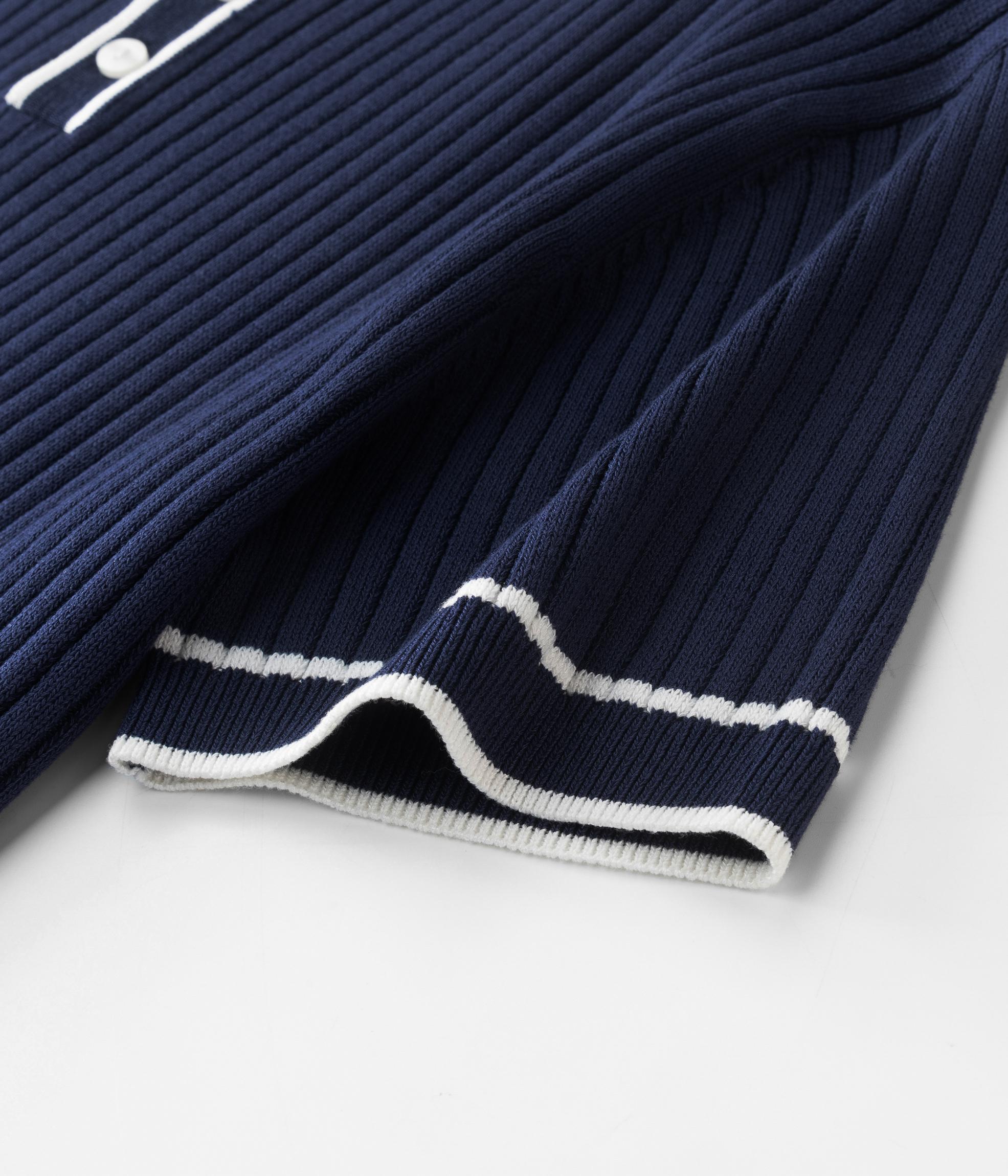 Men's Vintage Rib-Knit Polo Shirt