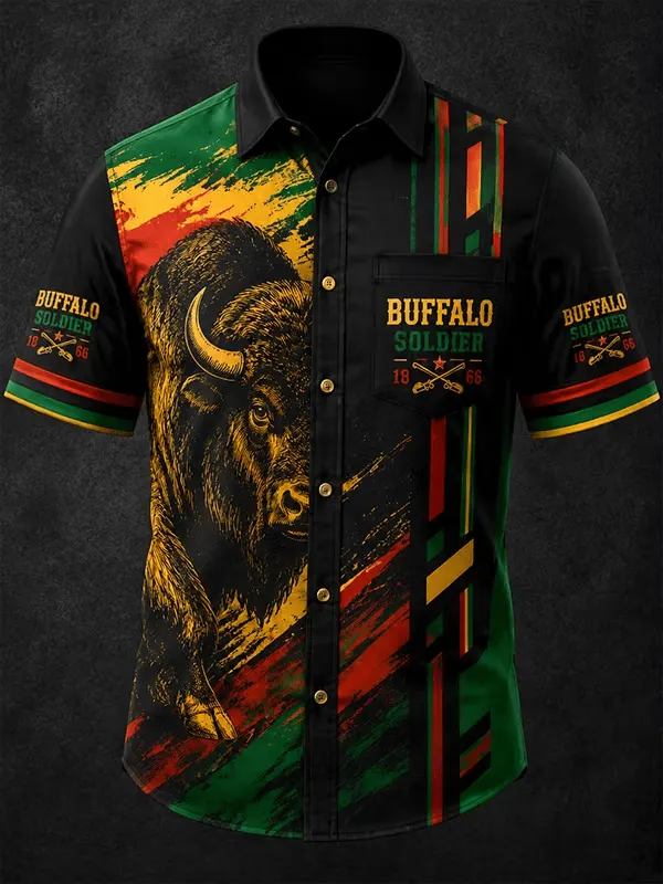 Men's Juneteenth Buffalo Soldier Cycling Art Print Top