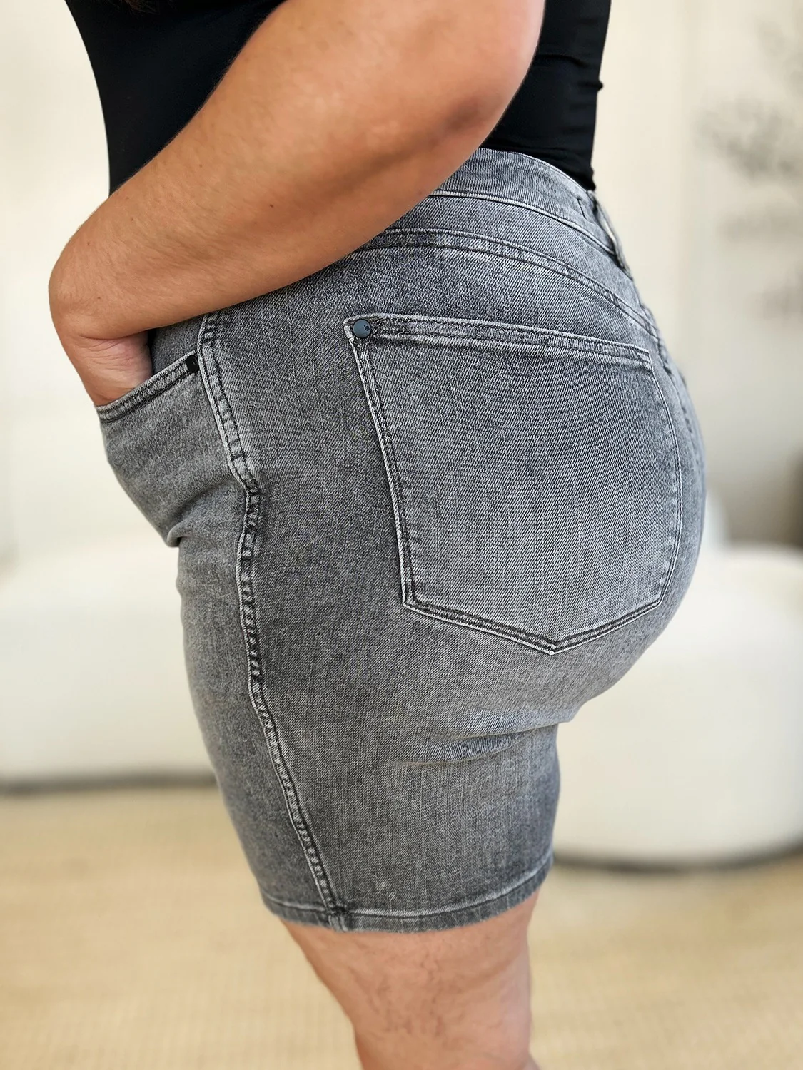 Melody High Waist Washed Denim Shorts