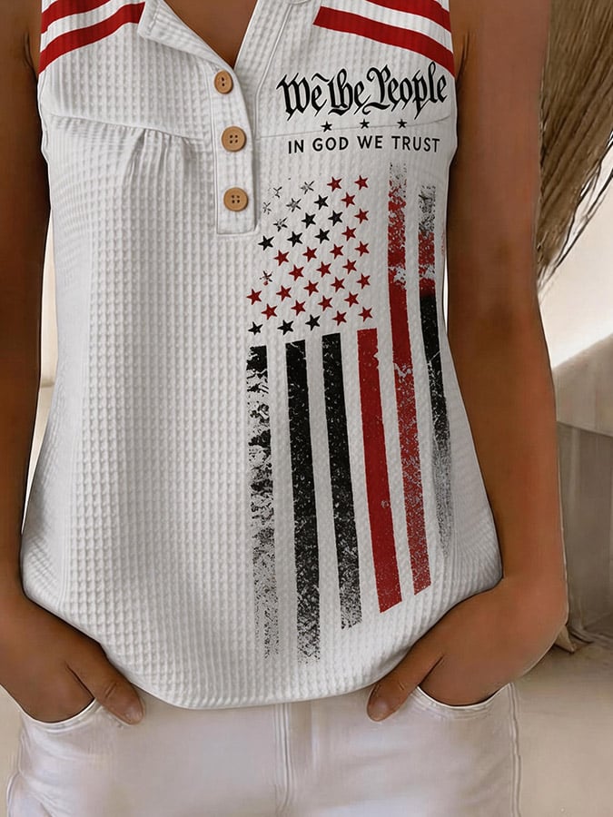 Women's Independence Day Print Waffle-Knit Top