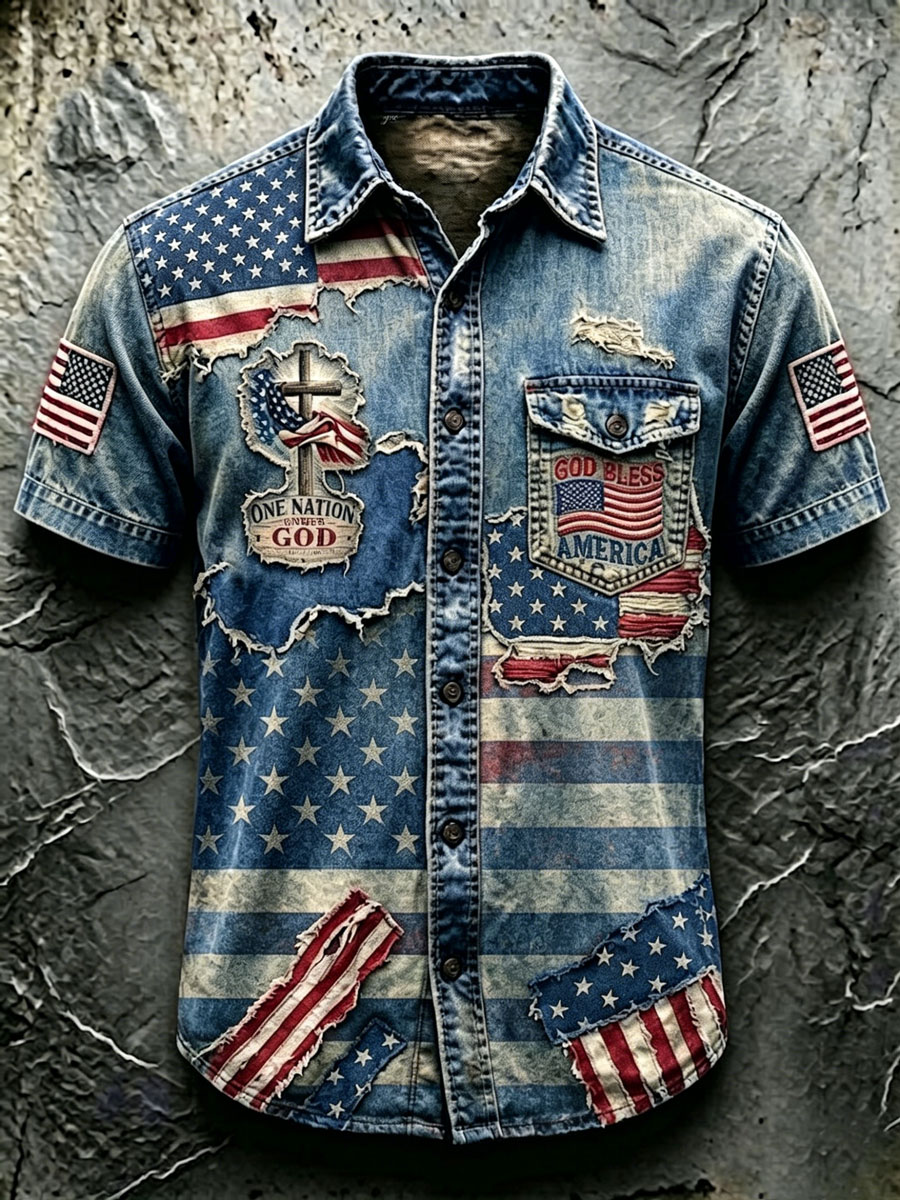 Men'S 250Th Anniversary National Faith Print  Shirt