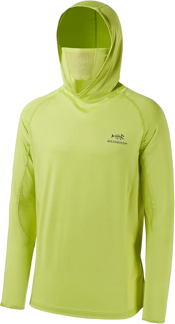 ☀️☀️UPF 50+ Men’s Long Sleeve Fishing Shirt with Mask UV Neck Gaiter Hoodie