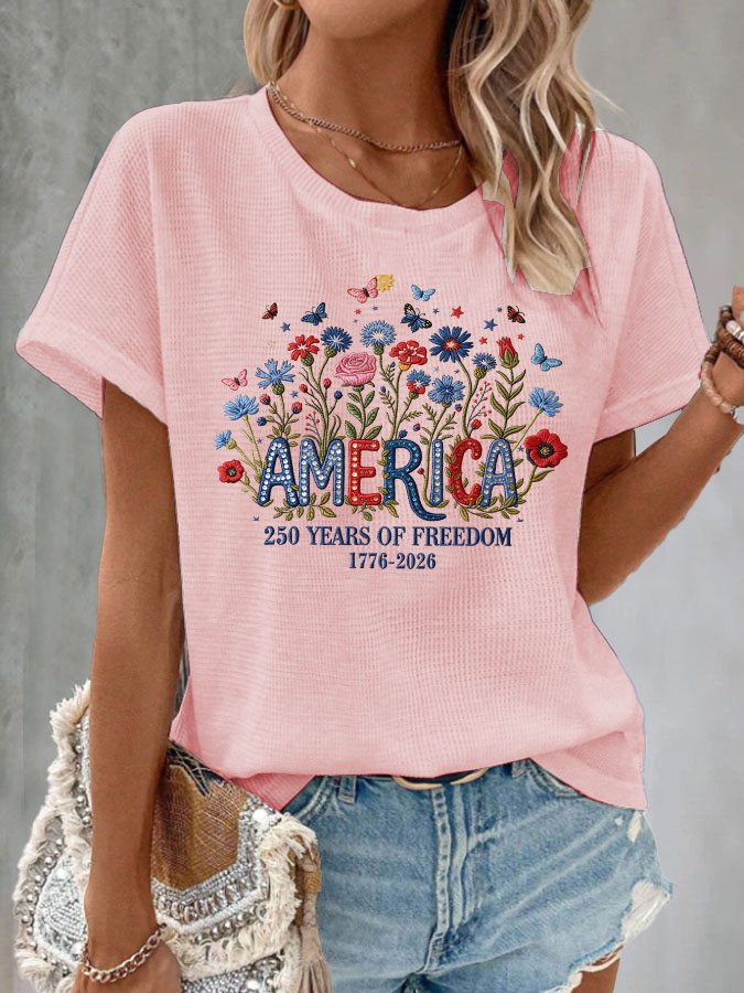 Women'S 250 Years Of Freedom Waffle T-Shirt