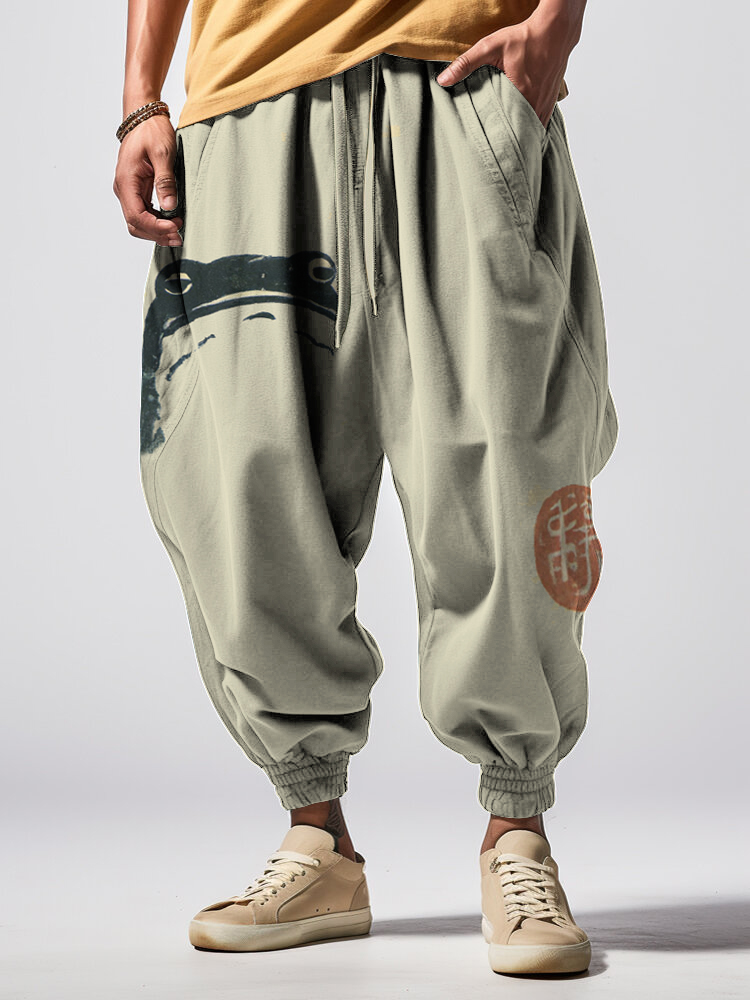 Men's Unhappy Frog Japanese Art Print Drawstring Sweatpants