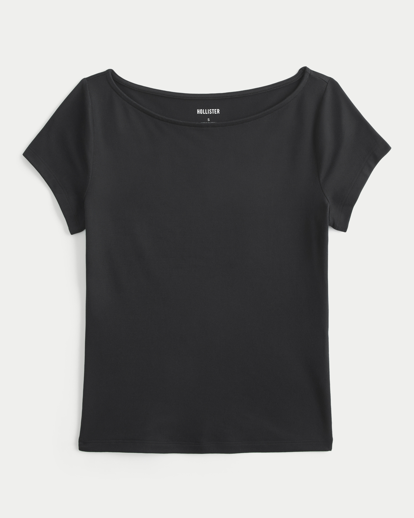 Short-Sleeve Seamless Fabric Slash-Neck T-Shirt
