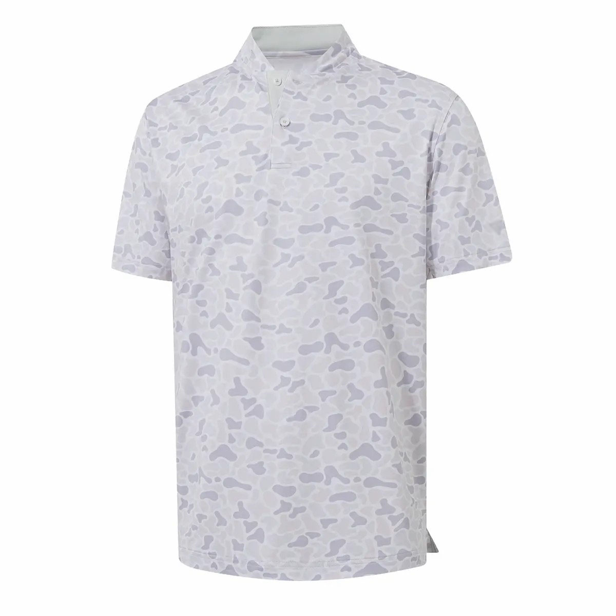 Men's Collarless Performance Golf Shirt – Dry Fit Stretch Henley with Printed Design