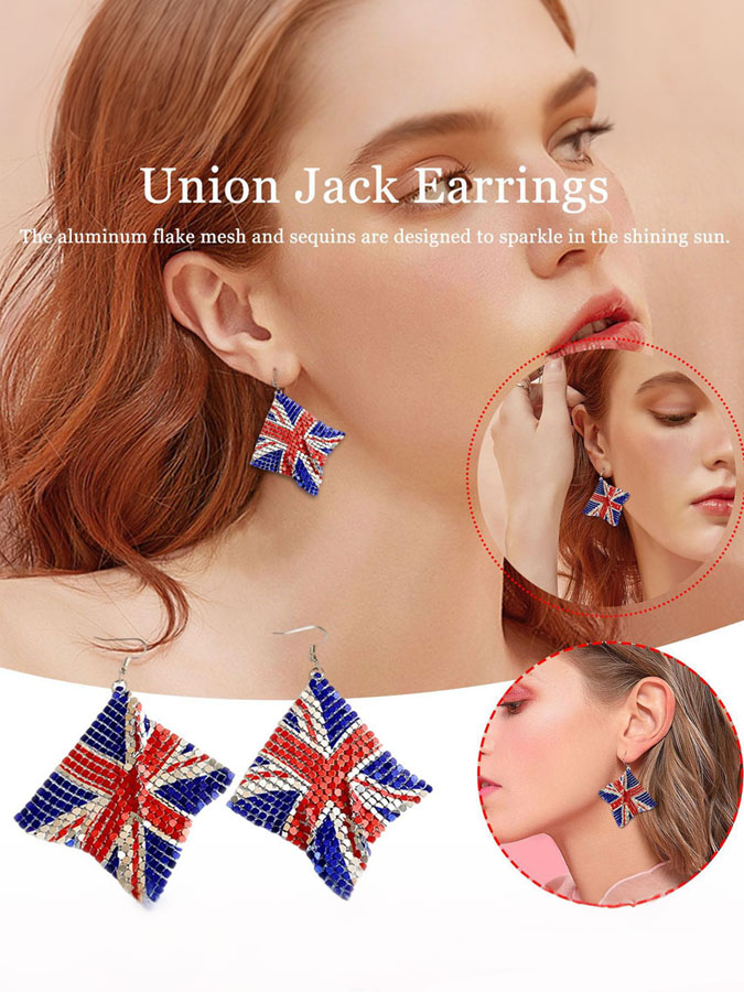 Women'S Independence Day 250Th Anniversary Flag Alloy Pendant Earrings
