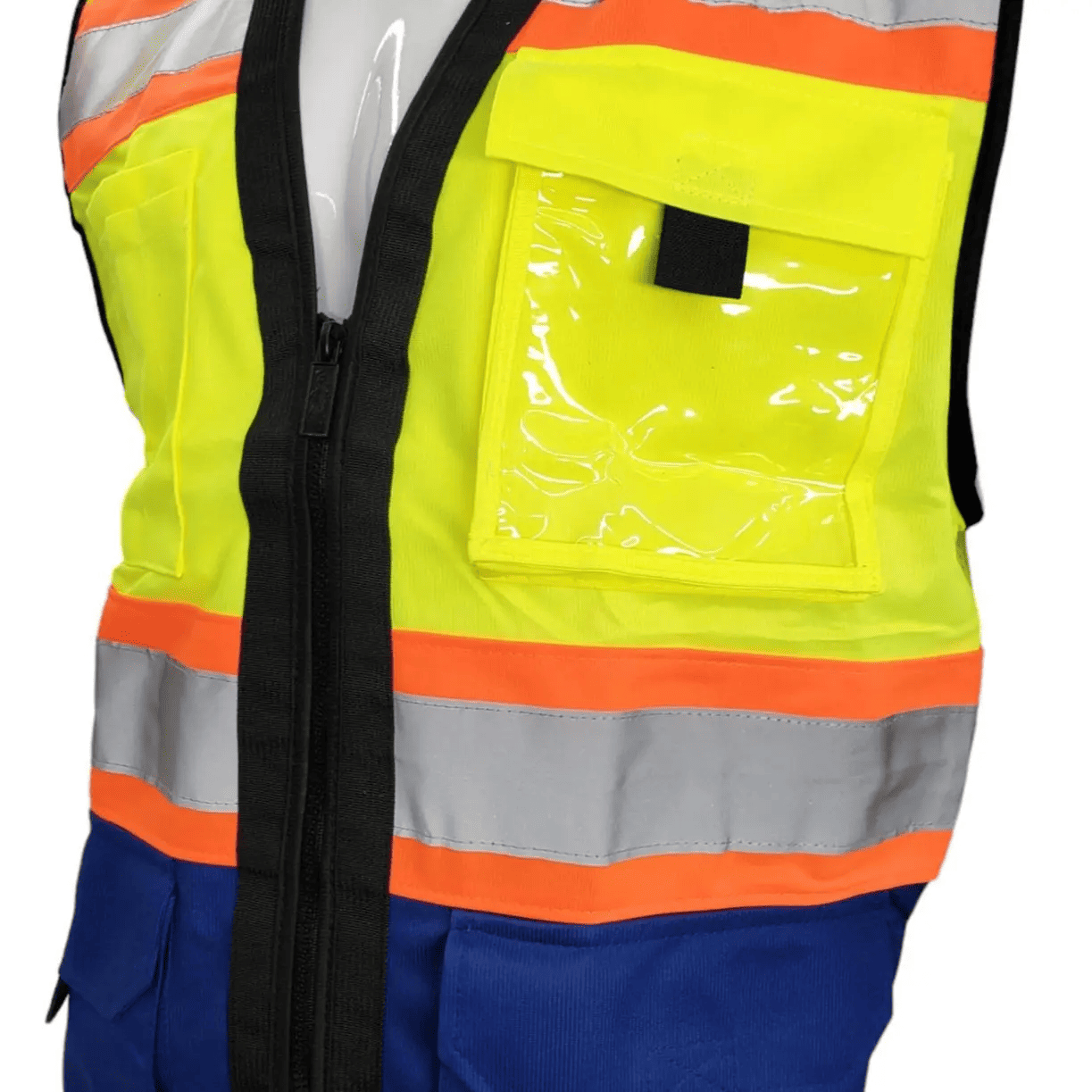Superintendent Vest, High Visibility Reflective Safety, Mesh Safety Vest with Zipper and Multi pockets AMERICAN SIZE