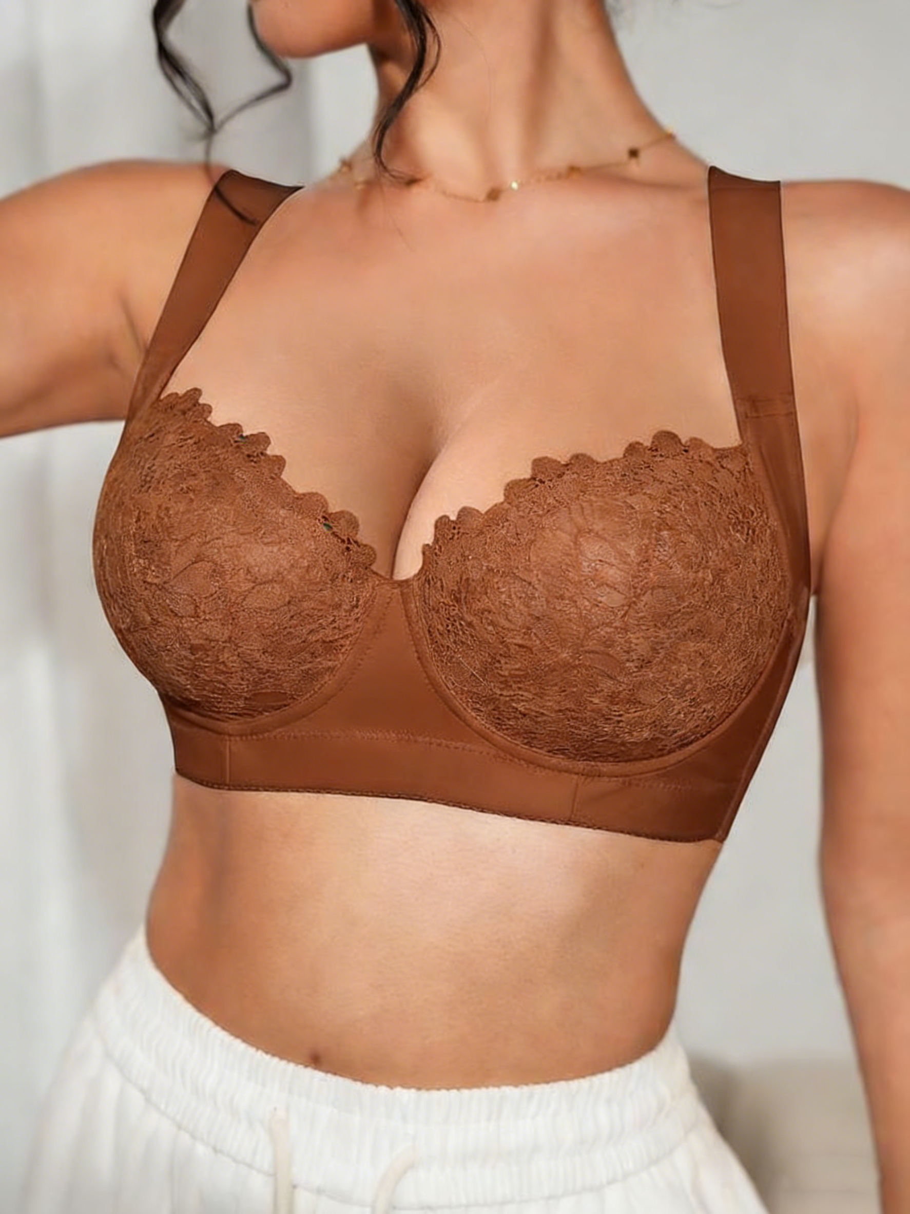 Women's Comfort Push Up Lace Bra Elegant Sexy Lace Bra with Underwire Cups Non-Removable Pads Support Design Adjustable Straps