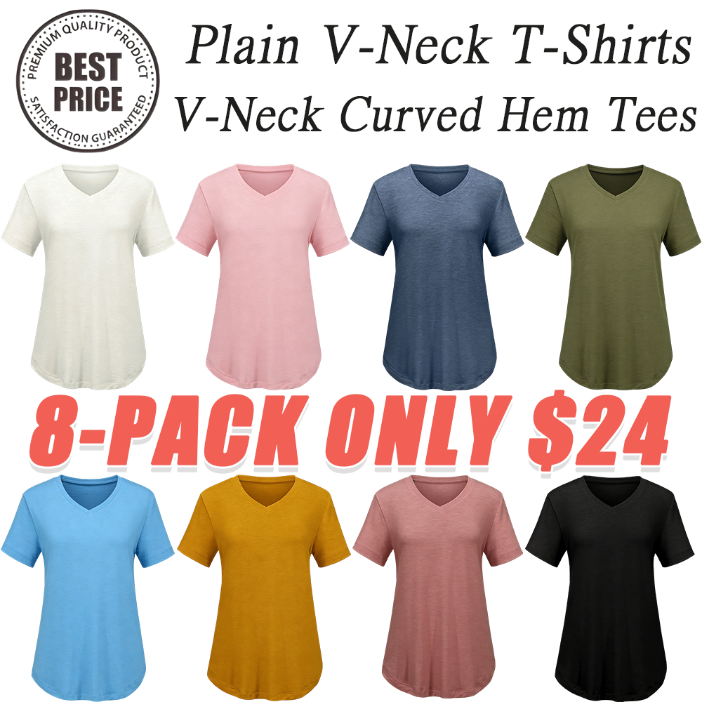 Women's Casual V-Neck Short Sleeve Tees