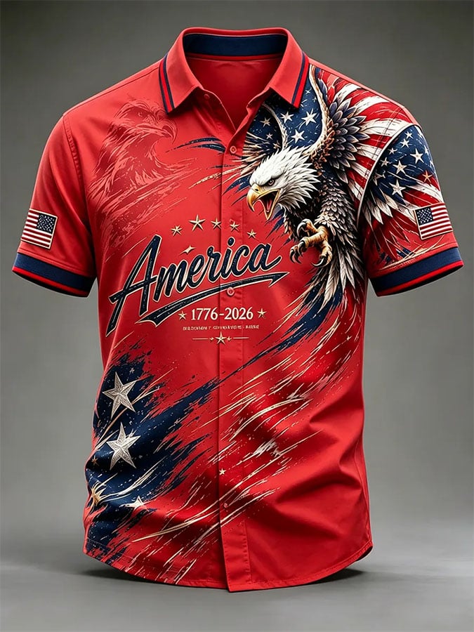 Men's Print Fashionable Resort Casual Pocket Shirt