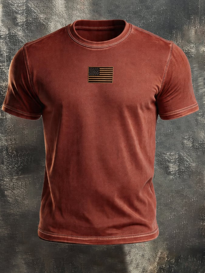 Men's Vintage 100% Cotton Washed, Ribbed, Faded T-Shirt