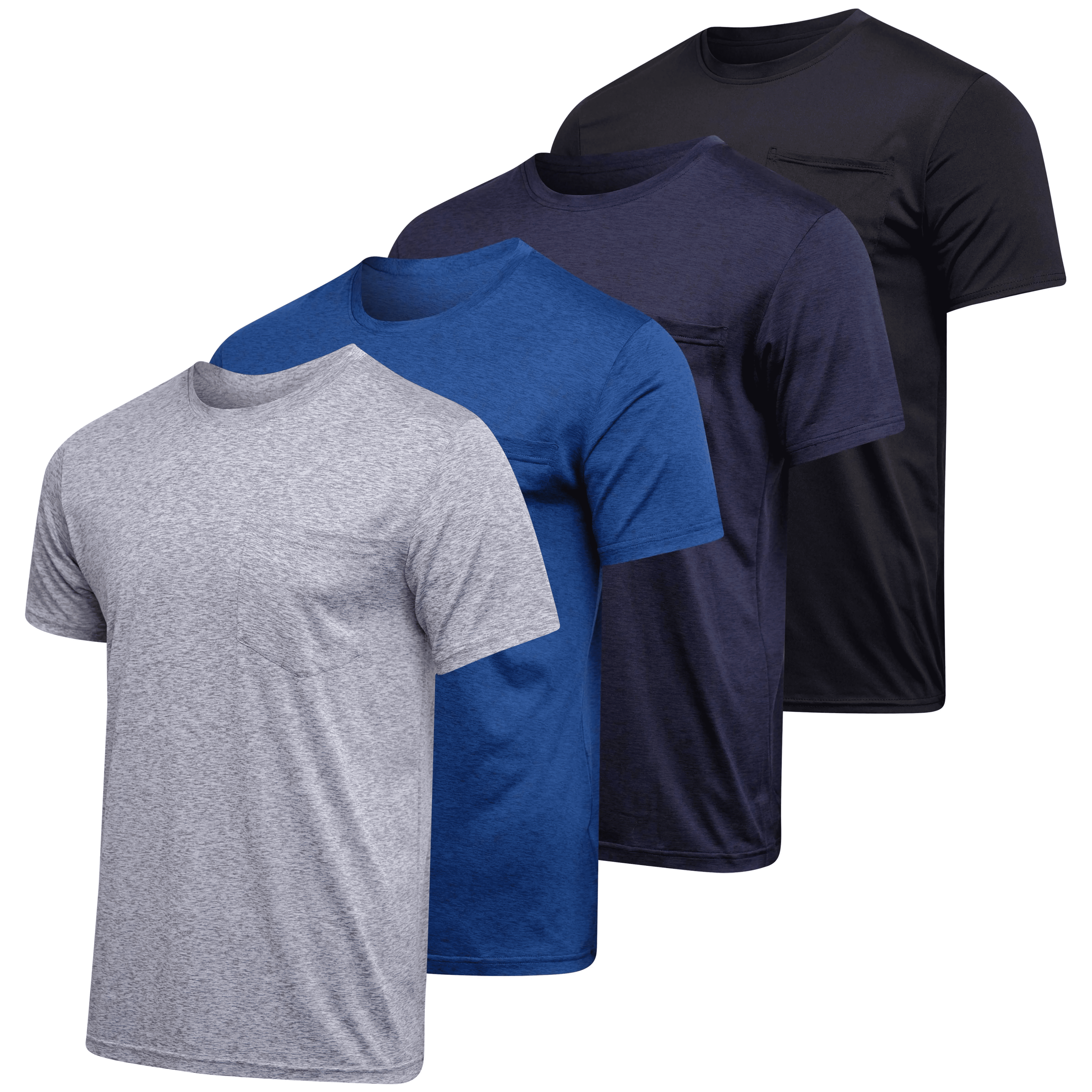 Men's Dry-Fit Short Sleeve Pocket Crew Performance Athletic T-Shirt (Available in Big & Tall)