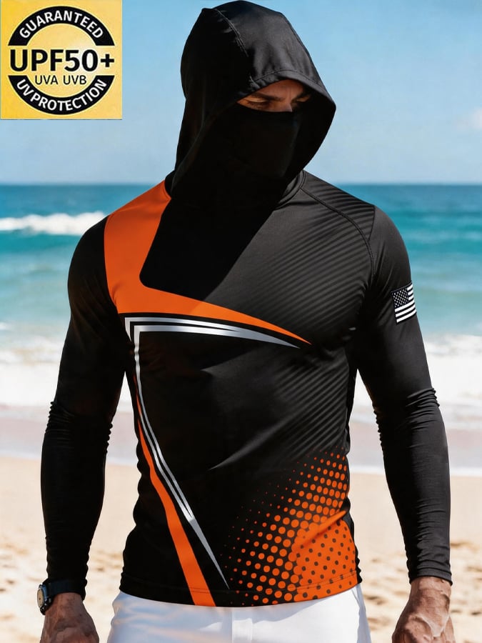 Men's Outdoor Sun Protection Breathable Cool Hooded Sun Protection Long-Sleeved Top
