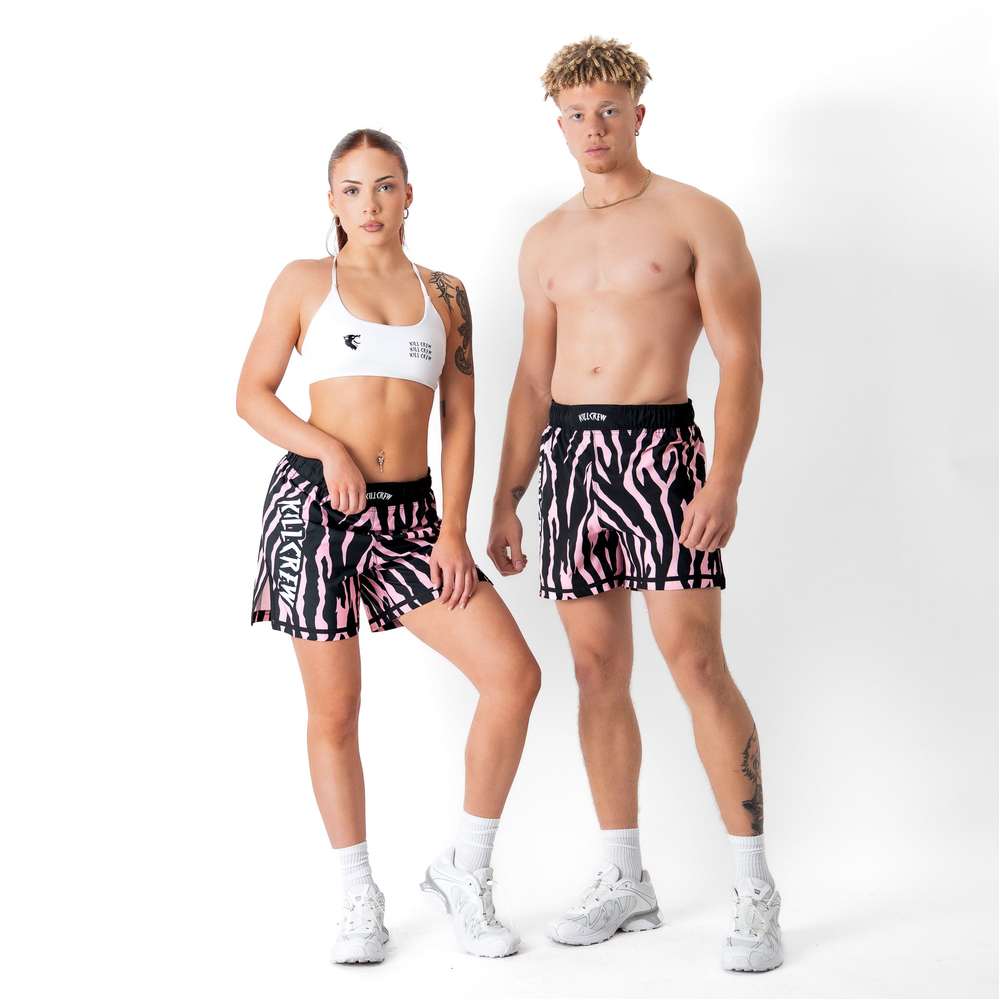BSEM FIGHT SHORTS (THAI CUT) - PINK ZEBRA