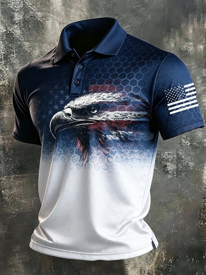 Men's 250th U.S. Independence Day Print Casual Short-Sleeve Polo Shirt