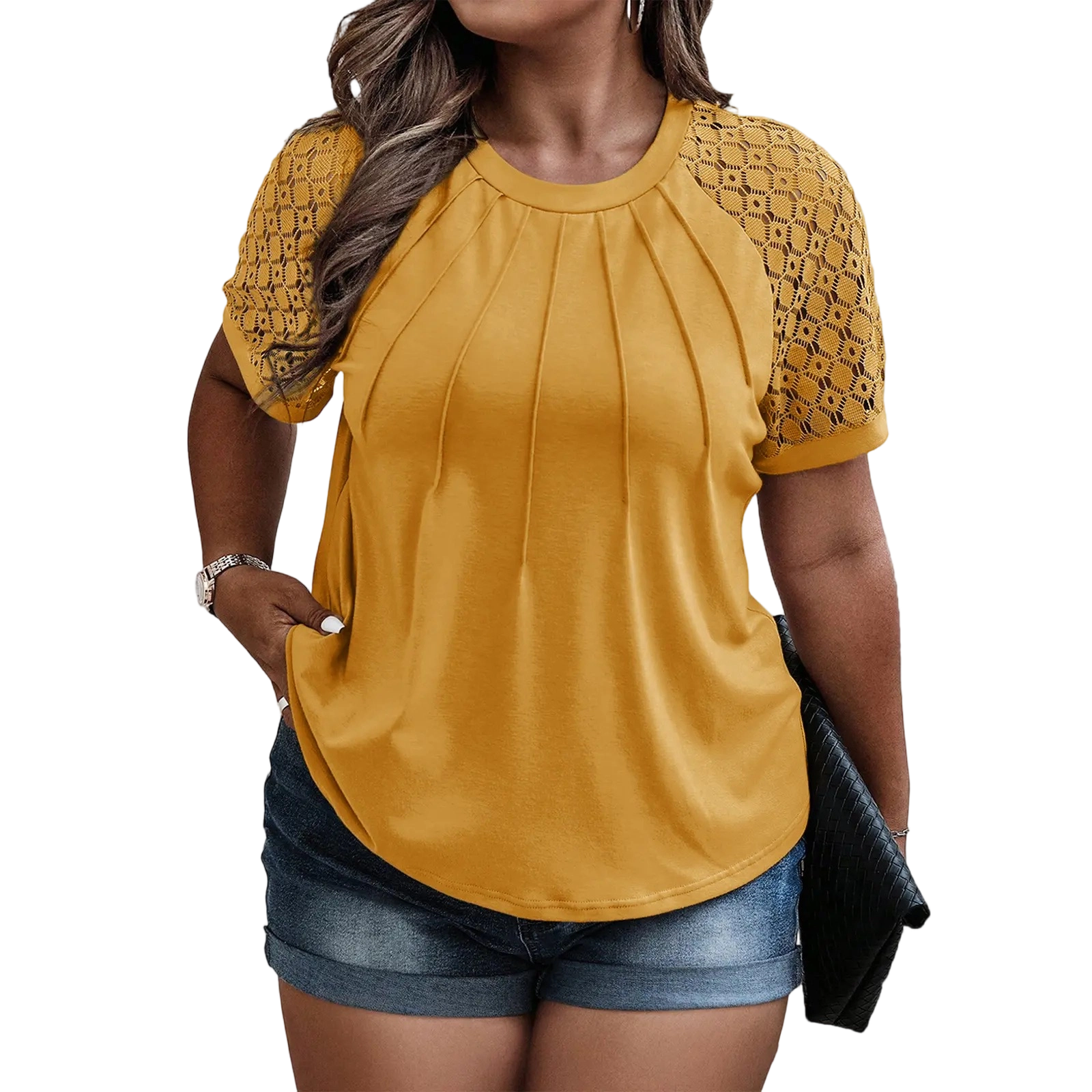 🌸🌸Plus Size Summer Lace Short Sleeve Tunic Top