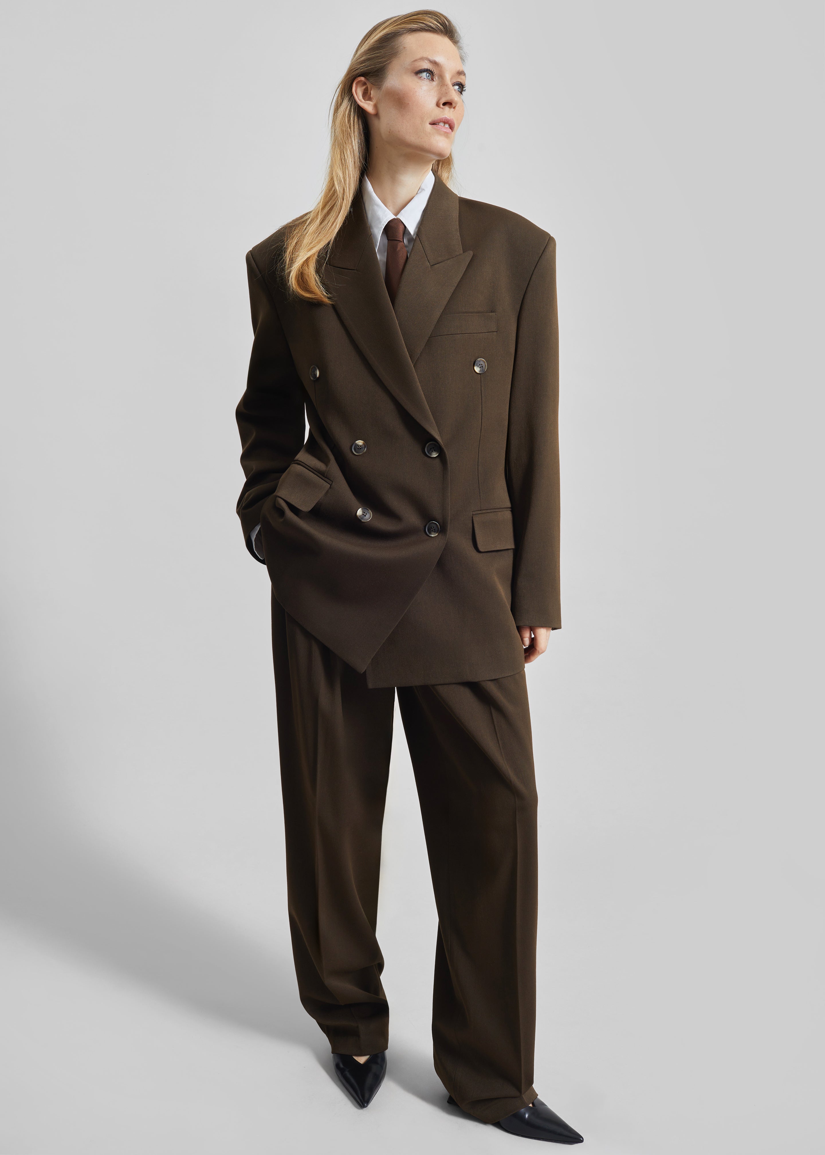 Vester Double-Breasted Blazer - Brown